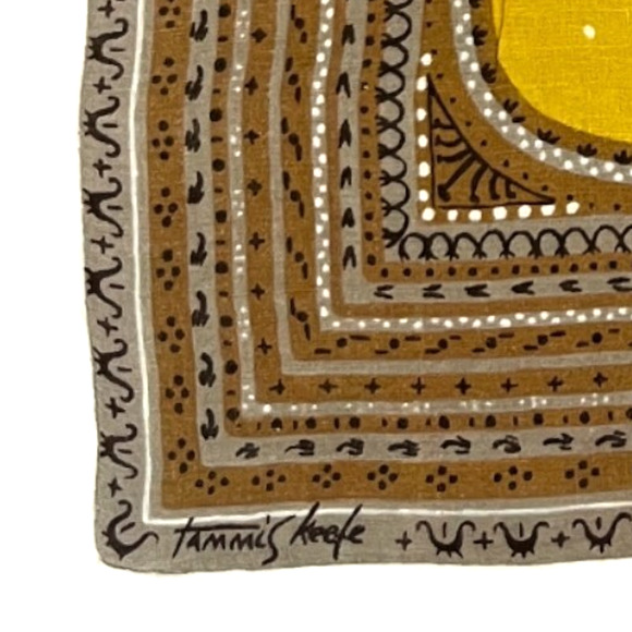 Tammis Keefe Handkerchief Horseman Gold Persian Warrior Dots Vintage Hankie READ - Picture 2 of 9